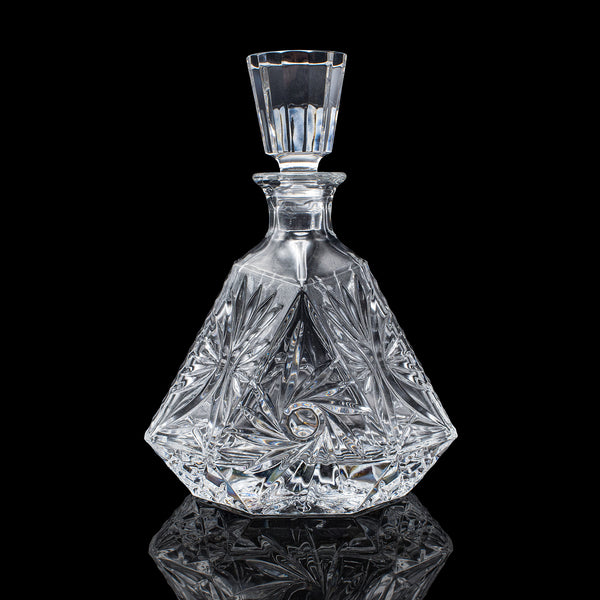Vintage Liqueur Decanter, English, Crystal Glass, Spirit Bottle, Barware, C.1970
