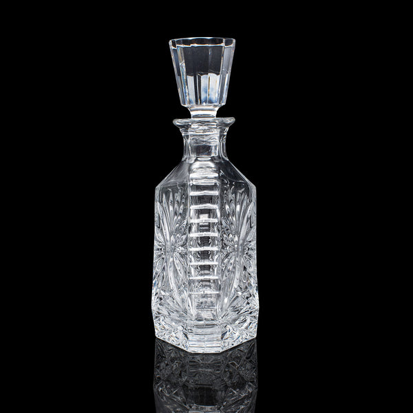 Vintage Liqueur Decanter, English, Crystal Glass, Spirit Bottle, Barware, C.1970