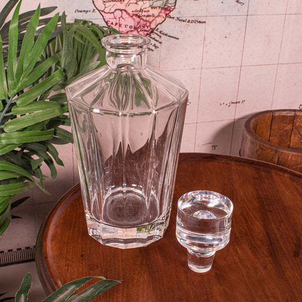 Vintage Brandy Decanter, English, Glass, Spirit Bottle, Art Deco, Mid Century