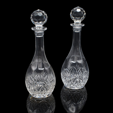 Pair of Vintage Spirit Decanters, English, Cut Glass, Liqueur Bottle, Port, Gin