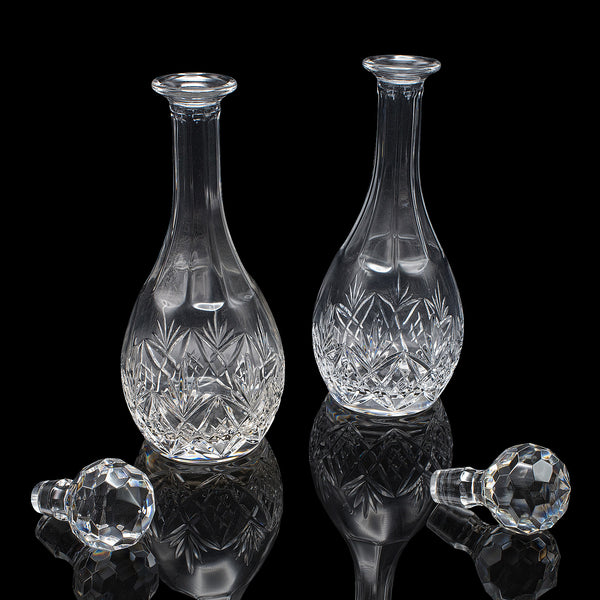 Pair of Vintage Spirit Decanters, English, Cut Glass, Liqueur Bottle, Port, Gin