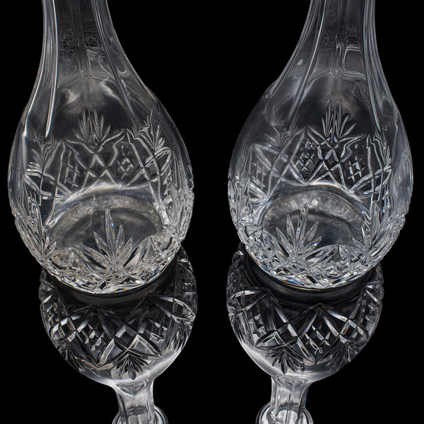 Pair of Vintage Spirit Decanters, English, Cut Glass, Liqueur Bottle, Port, Gin