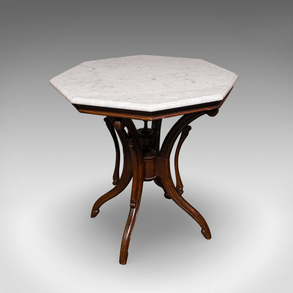 Vintage Octagonal Tea Table, English, Marble Top, Occasional, Regency Revival