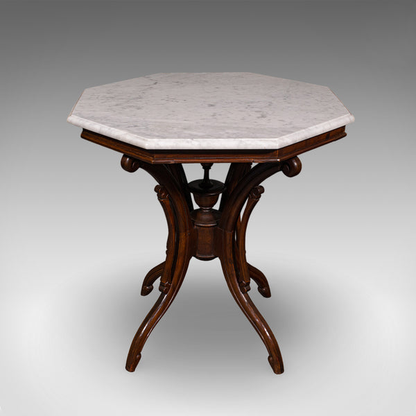 Vintage Octagonal Tea Table, English, Marble Top, Occasional, Regency Revival
