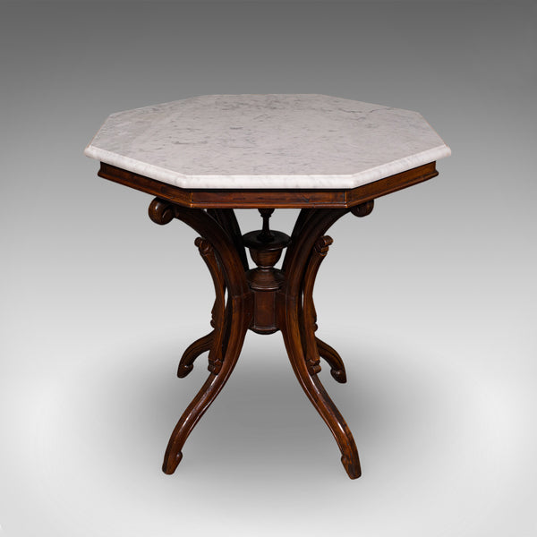 Vintage Octagonal Tea Table, English, Marble Top, Occasional, Regency Revival