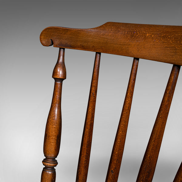 Set of 4 Antique Station Chairs, English Beech Dining Seat, Reception, Edwardian