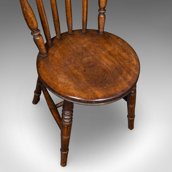 Set of 4 Antique Station Chairs, English Beech Dining Seat, Reception, Edwardian