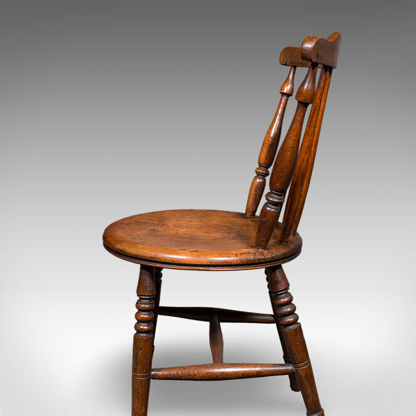 Set of 4 Antique Station Chairs, English Beech Dining Seat, Reception, Edwardian