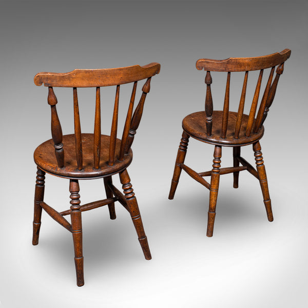 Set of 4 Antique Station Chairs, English Beech Dining Seat, Reception, Edwardian