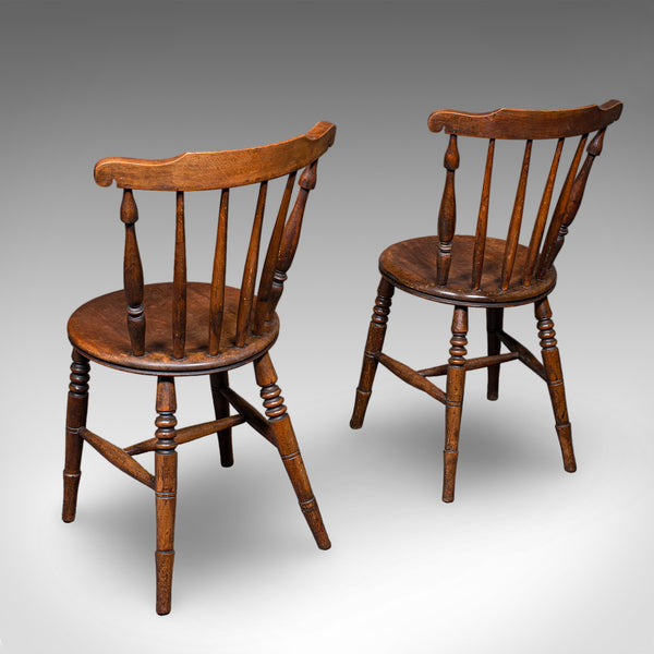 Set of 4 Antique Station Chairs, English Beech Dining Seat, Reception, Edwardian