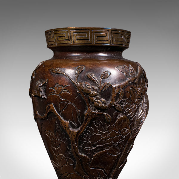 Pair of Antique Decorative Meiji Vases, Japanese, Bronze, Bouquet Pot, Victorian