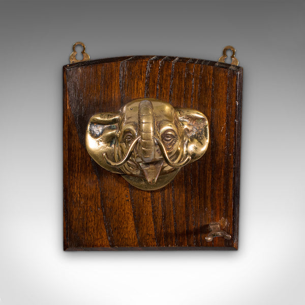 Antique Elephant's Head Gong, English, Brass, Mounted Dinner Chime, Victorian