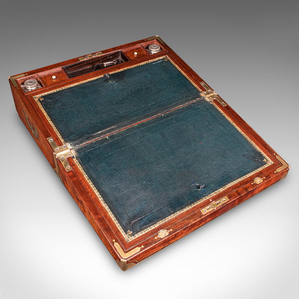 Antique Correspondence Box, Irish, Walnut, Writing Slope, Austin, William IV