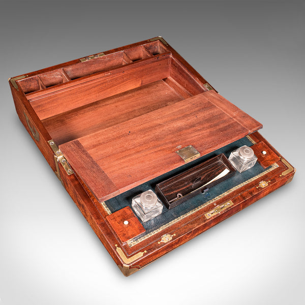 Antique Correspondence Box, Irish, Walnut, Writing Slope, Austin, William IV