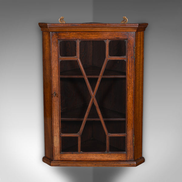 Small Antique Corner Cabinet, English, Glazed Display Cupboard, Edwardian, 1910 - London Fine Antiques