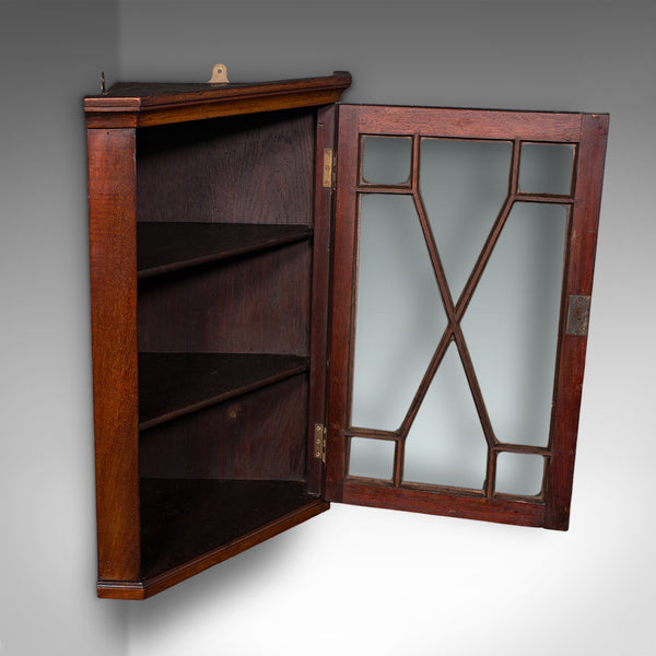 Small Antique Glazed Corner Cupboard, English, Wall Display Cabinet, Edwardian - London Fine Antiques