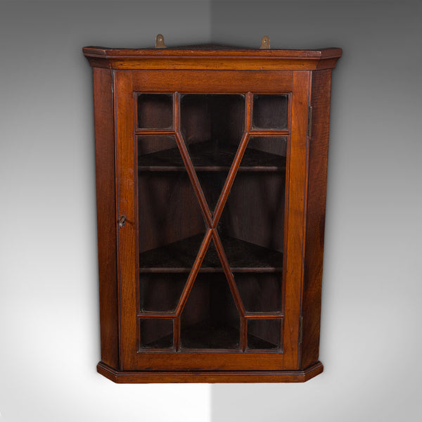 Small Antique Glazed Corner Cupboard, English, Wall Display Cabinet, Edwardian - London Fine Antiques