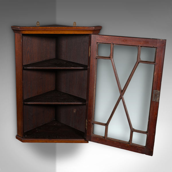 Small Antique Glazed Corner Cupboard, English, Wall Display Cabinet, Edwardian - London Fine Antiques