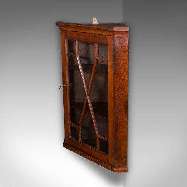 Small Antique Glazed Corner Cupboard, English, Wall Display Cabinet, Edwardian - London Fine Antiques