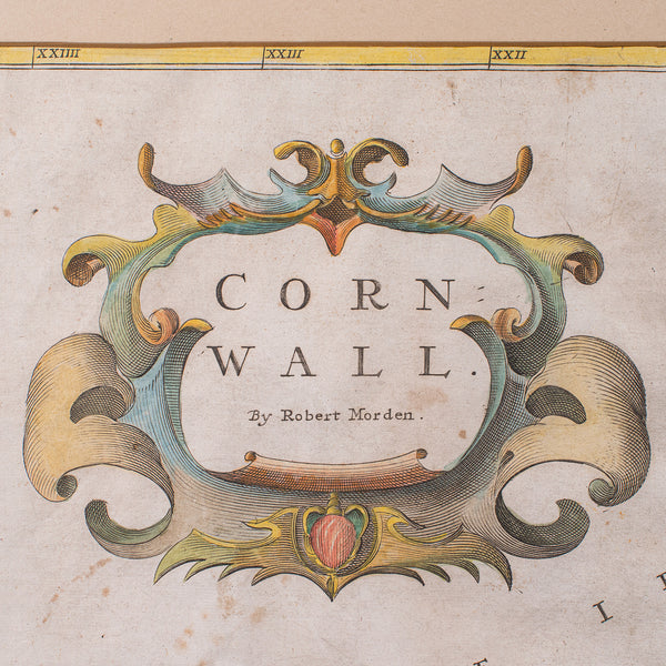 Antique Framed Cornwall Map, English, Atlas Cartography, Robert Morden, C.1700