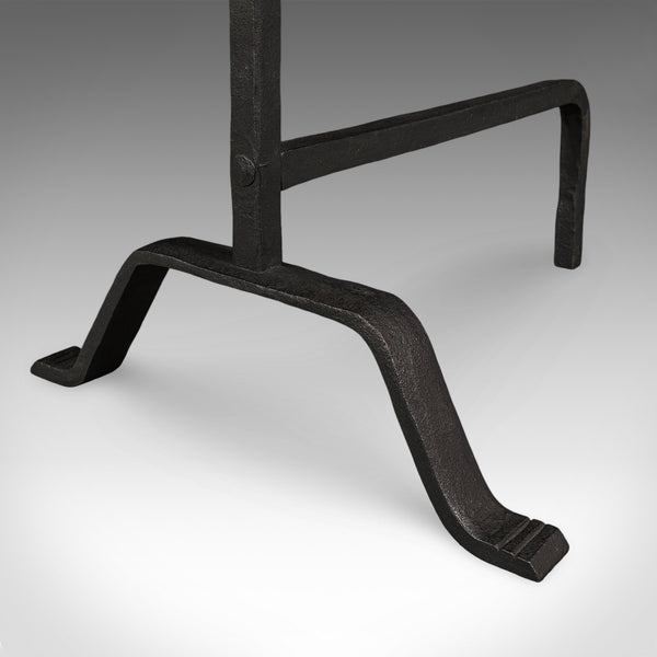 Pair of Antique Fire Dogs, English, Wrought Iron, Fireplace Andiron, Victorian - London Fine Antiques