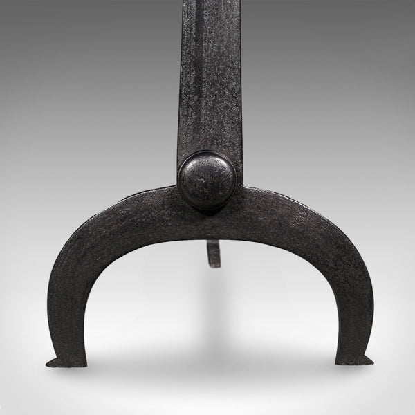 Pair of Antique Fire Dogs, English, Wrought Iron, Fireside Andiron, Victorian - London Fine Antiques