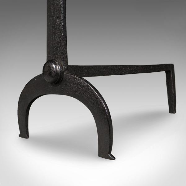 Pair of Antique Fire Dogs, English, Wrought Iron, Fireside Andiron, Victorian - London Fine Antiques