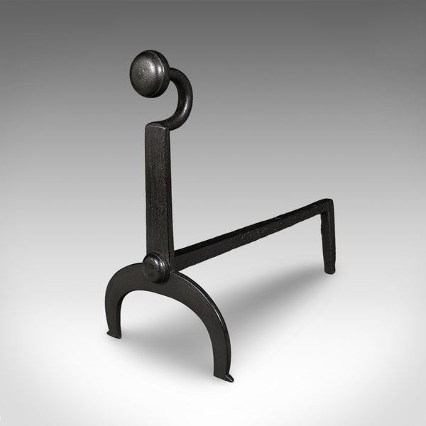Pair of Antique Fire Dogs, English, Wrought Iron, Fireside Andiron, Victorian - London Fine Antiques