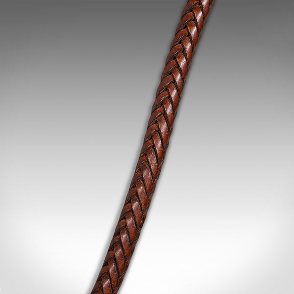 9' Long Antique Hunting Whip, English Leather, Silver, Equestrian, Swaine Adeney