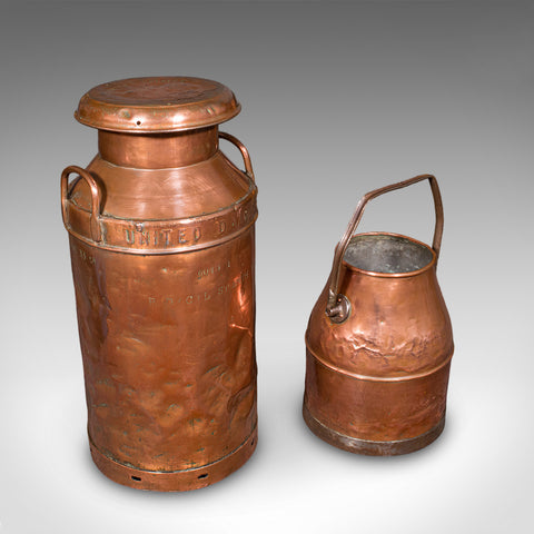 Vintage Dairy Set, English Copper, Milk Churn, Pail, Country Kitchen, Circa 1950