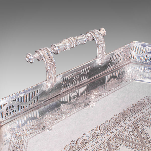 Rare Antique Presentation Serving Tray, English, Silver Plate, Victorian, C.1875