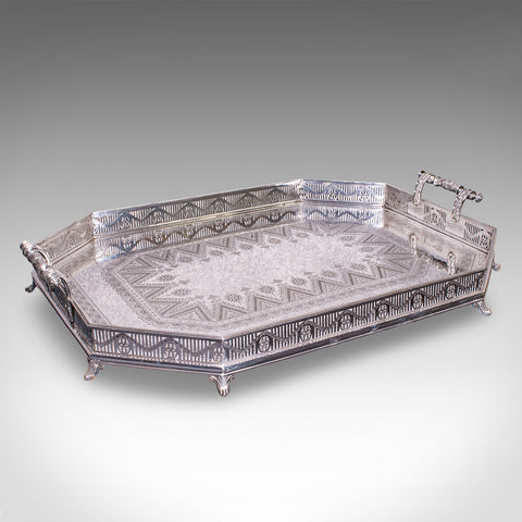 Rare Antique Presentation Serving Tray, English, Silver Plate, Victorian, C.1875