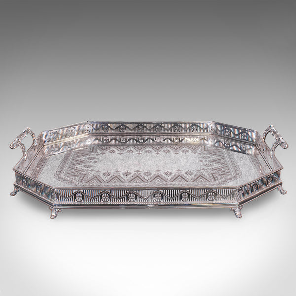 Rare Antique Presentation Serving Tray, English, Silver Plate, Victorian, C.1875