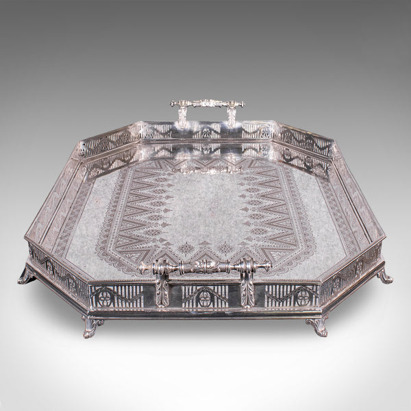 Rare Antique Presentation Serving Tray, English, Silver Plate, Victorian, C.1875
