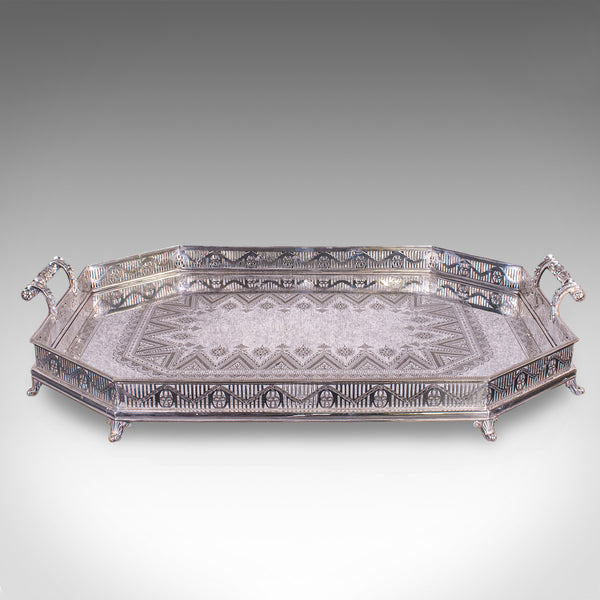 Rare Antique Presentation Serving Tray, English, Silver Plate, Victorian, C.1875