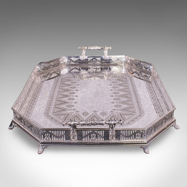 Rare Antique Presentation Serving Tray, English, Silver Plate, Victorian, C.1875
