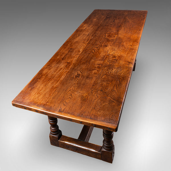 Antique Farmhouse Table, English, Elm, Country Kitchen, Dining, Victorian, 1880