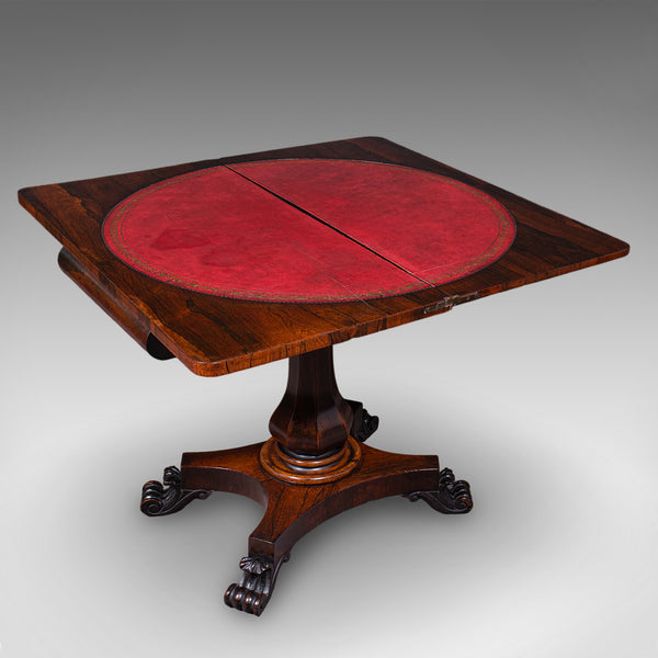 Antique Fold-Over Card Table, English, Games, Console, Bridge, Early Victorian