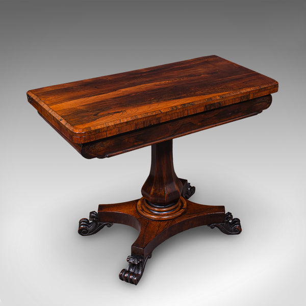 Antique Fold-Over Card Table, English, Games, Console, Bridge, Early Victorian