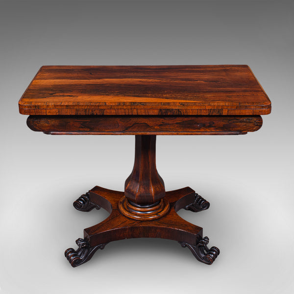 Antique Fold-Over Card Table, English, Games, Console, Bridge, Early Victorian