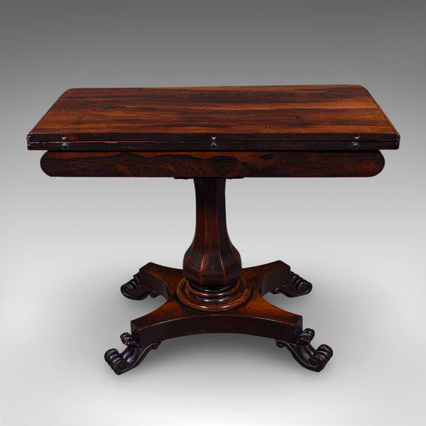 Antique Fold-Over Card Table, English, Games, Console, Bridge, Early Victorian