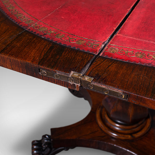 Antique Fold-Over Card Table, English, Games, Console, Bridge, Early Victorian