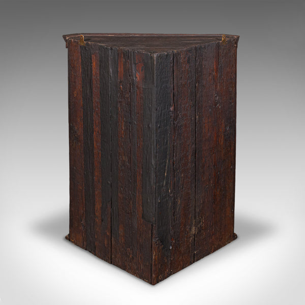 Small Antique Corner Cabinet, English, Golden Oak, Hanging Cupboard, Georgian