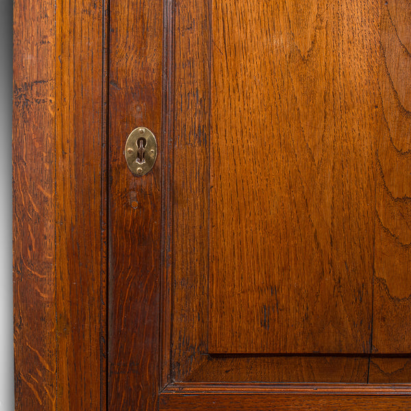 Small Antique Corner Cabinet, English, Golden Oak, Hanging Cupboard, Georgian