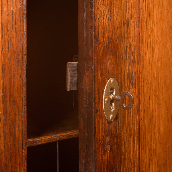 Small Antique Corner Cabinet, English, Golden Oak, Hanging Cupboard, Georgian
