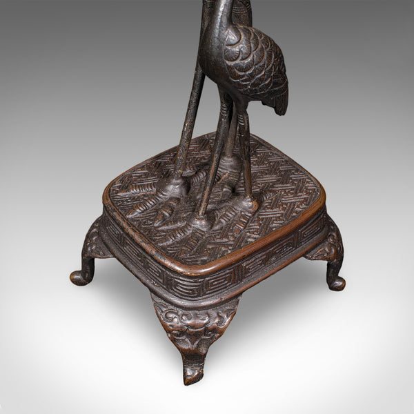 Vintage Okimono Figure, Two Cranes, Japanese, Bronze, Bird Study, Art Deco, 1940