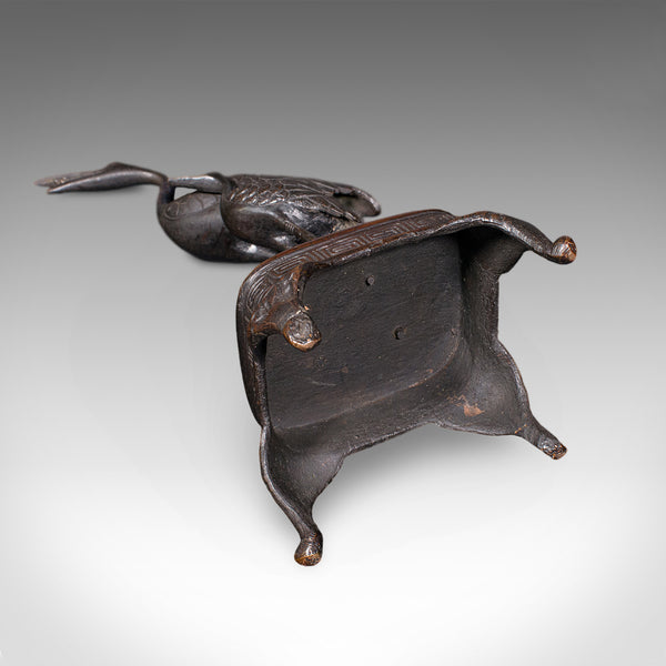 Vintage Okimono Figure, Two Cranes, Japanese, Bronze, Bird Study, Art Deco, 1940