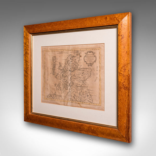 Antique Map of Scotland, French, Framed Cartography, Ecosse, Georgian, C.1780
