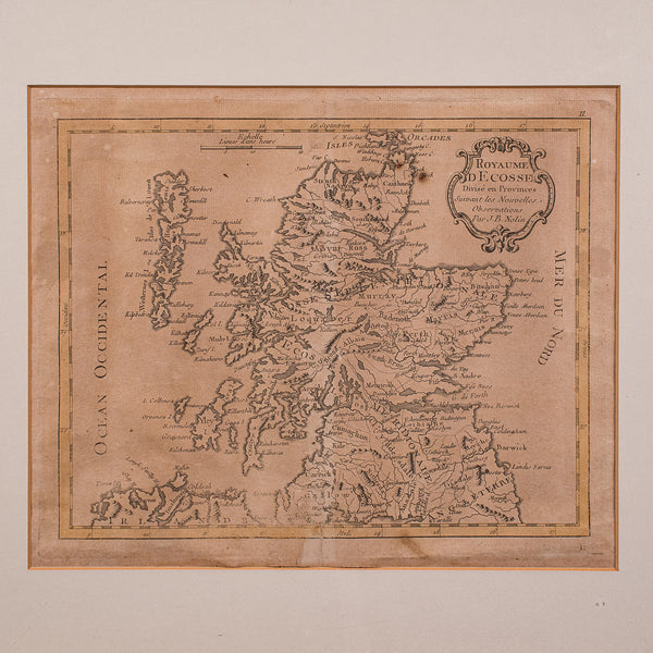 Antique Map of Scotland, French, Framed Cartography, Ecosse, Georgian, C.1780