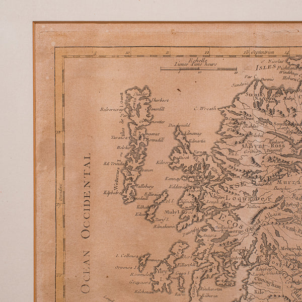 Antique Map of Scotland, French, Framed Cartography, Ecosse, Georgian, C.1780
